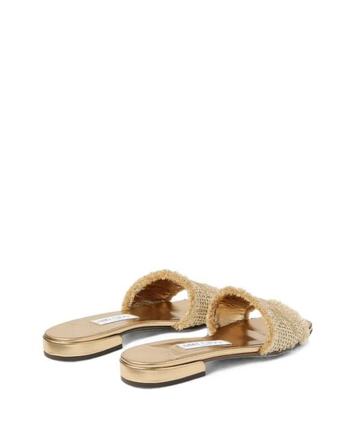 Jimmy Choo Natural Joa Flat Canvas Flat Sandals
