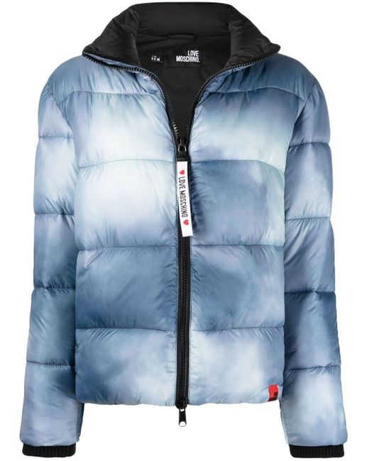 Love Moschino Tiedye Zipped Puffer Jacket in Blue Lyst