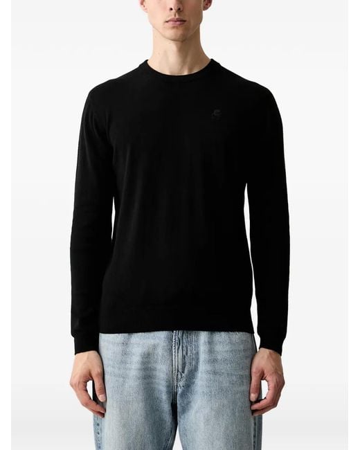 Karl Lagerfeld Black Logo-Embroidered Sweater for men