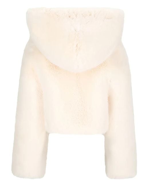 GIUSEPPE DI MORABITO Natural Hooded Faux-Fur Jacket