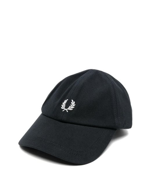 Fred Perry Black Laurel Wreath Embroidered Baseball Cap for men