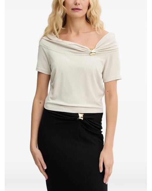 Guess White Off-Shoulder Hardware-Detail Blouse