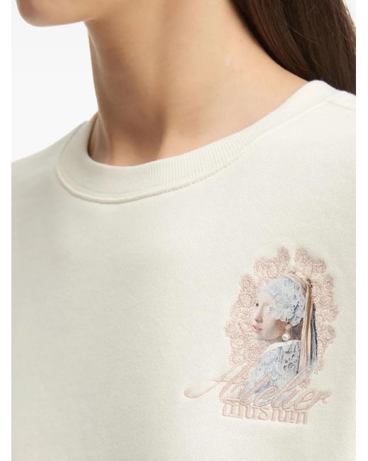 Musium Div. White Pearl-Embellishment Sweatshirt