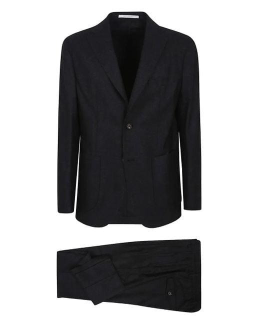 Eleventy Black Drawstring Single-Breasted Suit for men