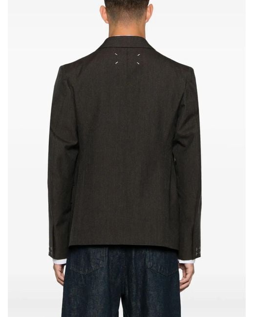 Maison Margiela Black Single-Breasted Wool Blazer for men