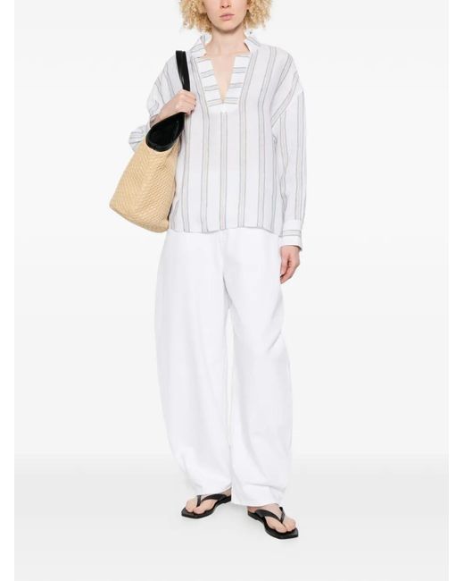 Fedeli White Martin Striped Blouse