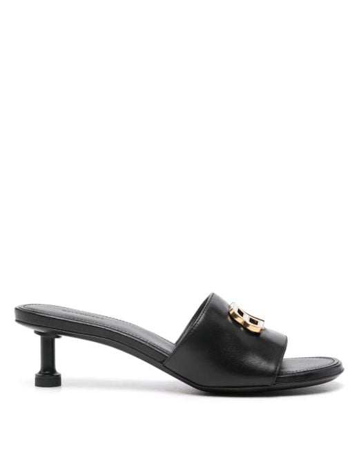 Balenciaga Black "Groupie" 50Mm Logo-Plaque Mules