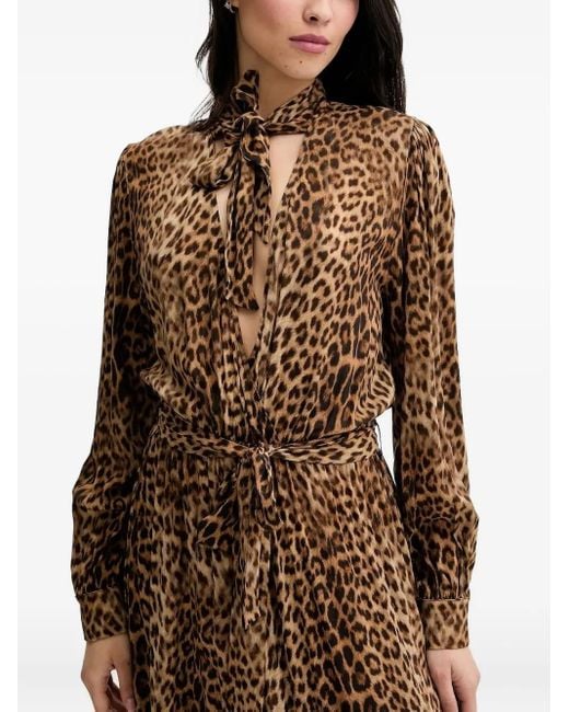 Melissa Odabash Brown Leopard-Print Ruffled Maxi Dress