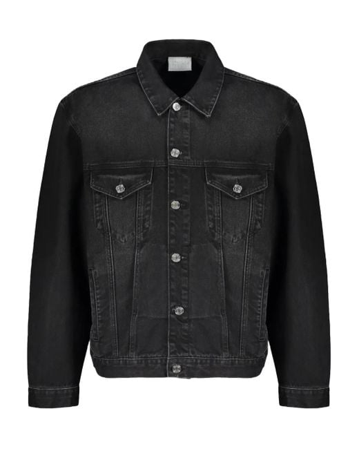 Vetements Black Logo-Print Cotton Denim Jacket for men