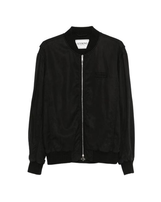 Iceberg Black Bomber Jacket for men