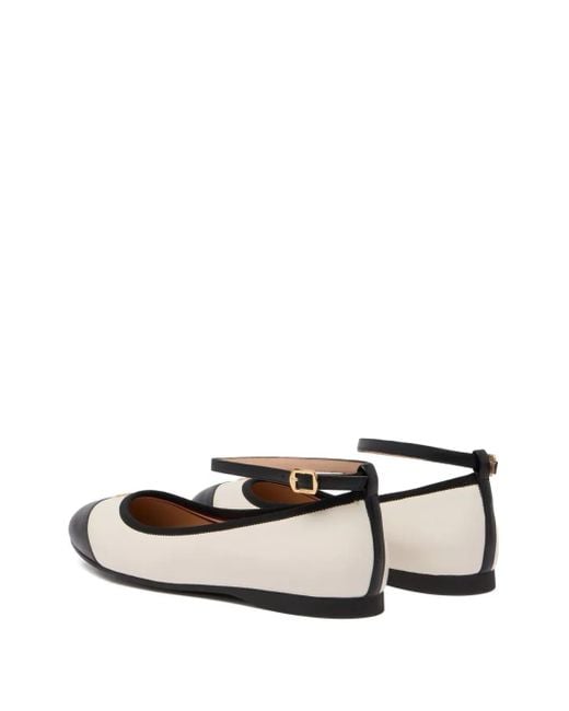 Bally White Ysla Ankle-Strap Ballet Flat