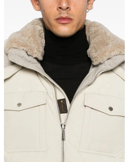 Moorer Natural Alarick Shearling-Collar Quilted Jacket for men