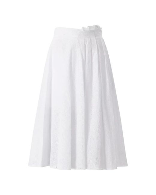 MSGM White Ruffled Mid Skirt