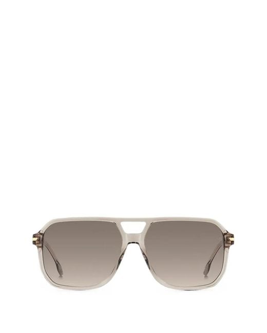 Victoria Beckham Gray Geometric-Frame Sunglasses
