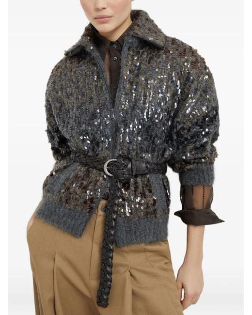 Brunello Cucinelli Multicolor Dazzling Embroidered Cardigan