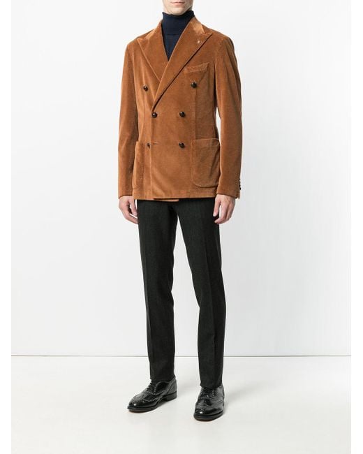 Tagliatore Double breasted Corduroy Blazer in Brown for Men Lyst UK