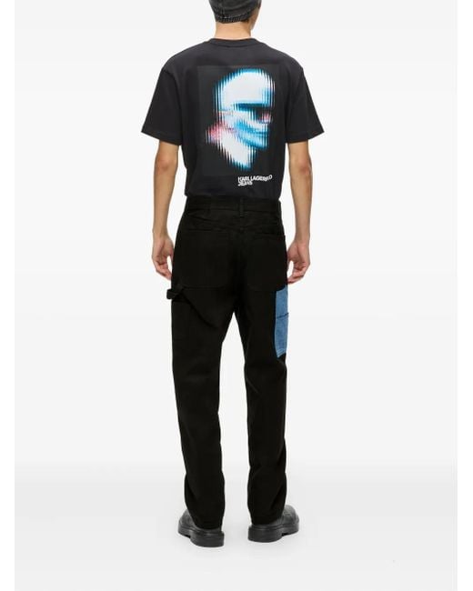 Vaqueros Rectos De Algodón Karl Lagerfeld de hombre de color Black