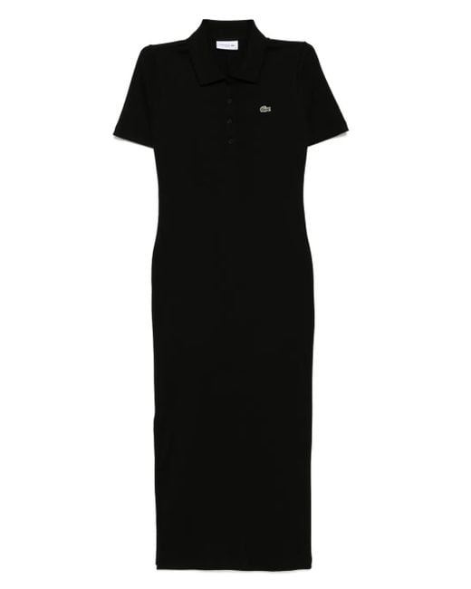 Lacoste Black Cotton Ribbed Dress
