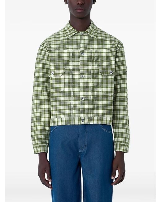 STORY mfg. Blue Check Button Jacket for men