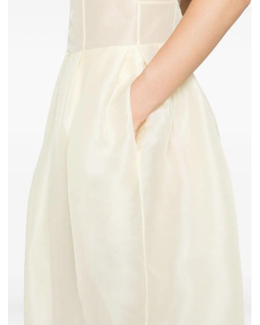 Khaite White Colette V-Neck Midi Dress