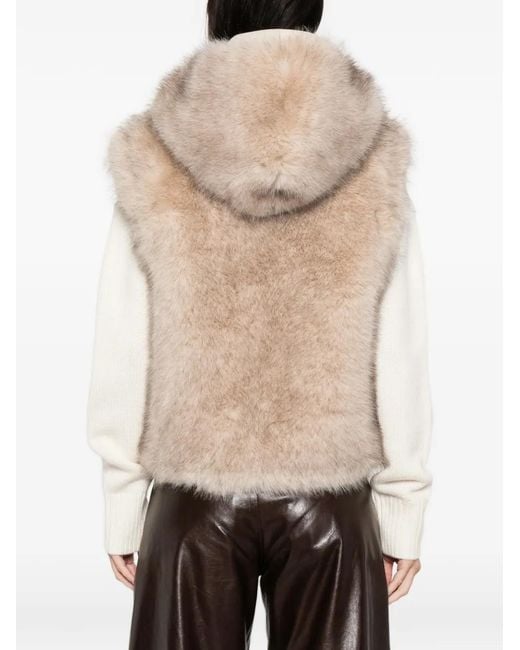 Maje Natural Faux Fur Hooded Gilet