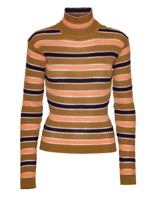Henrik Vibskov タートルネック ストライプトップ Orange