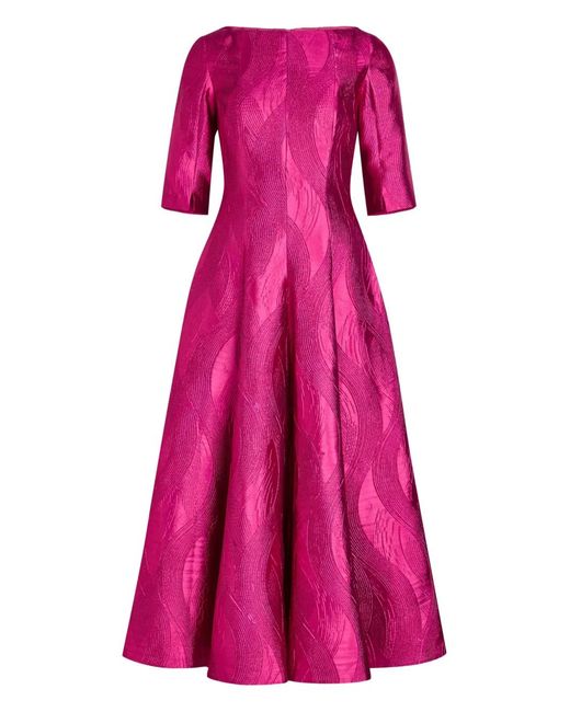 Talbot Runhof Pink Patterned-Jacquard Woven Midi Dress