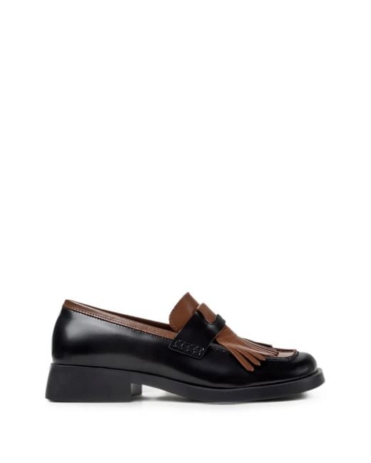 Camper Black Twins Fringed Loafers