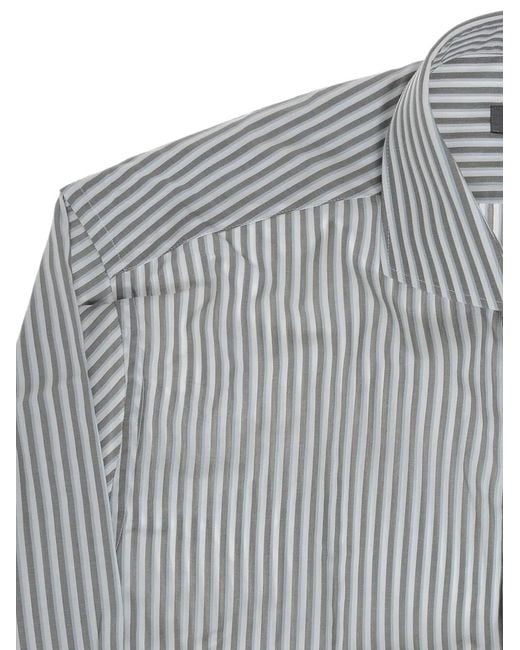 Corneliani Gray Striped Cotton Shirt for men