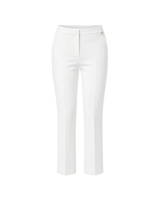 Elisabetta Franchi White Logo-Plaque Cropped Trousers