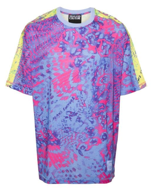 T-shirt con fantasia tie dye di Versace in Pink da Uomo