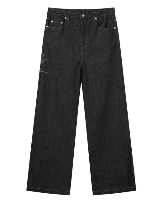 ROUGH Gray Embroidered-Detail Denim Jeans