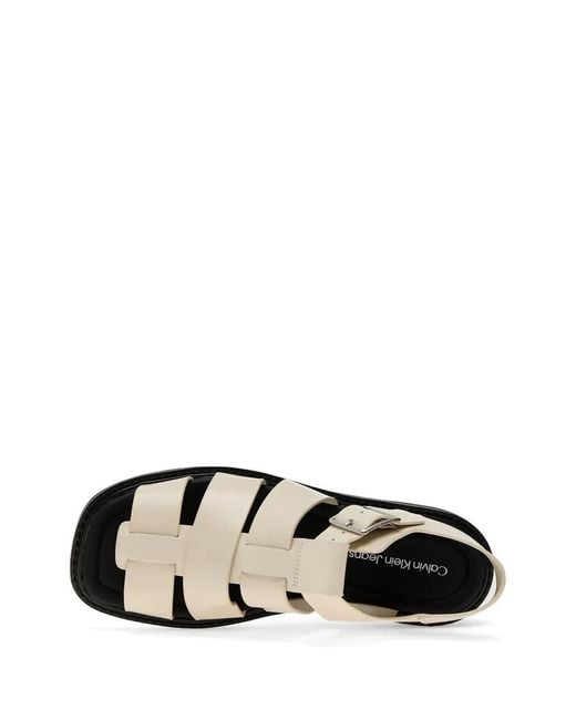Calvin Klein White Leather Flat Sandals