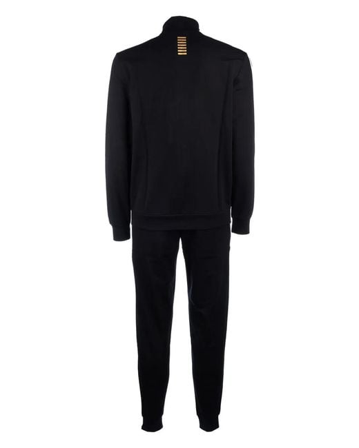 EA7 Black Logo-Print Tracksuit for men