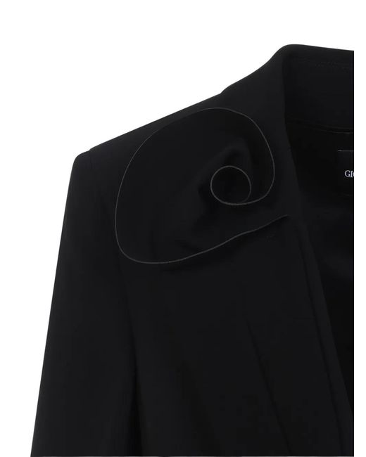 Giorgio Armani Black Flower Double-Breasted Blazer