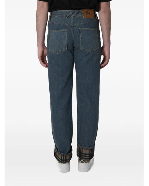 Burberry Blue Cotton Jeans for men