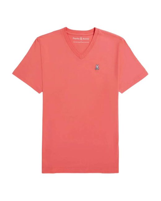 Psycho Bunny Pink V-Neck "Grapefruit" T-Shirt for men