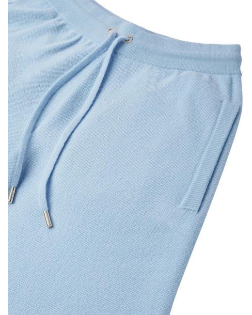 Versace Blue Wool-Blend Flared Towel Pants
