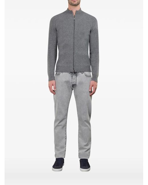 Moorer Gray Dean Zip Cardigan for men