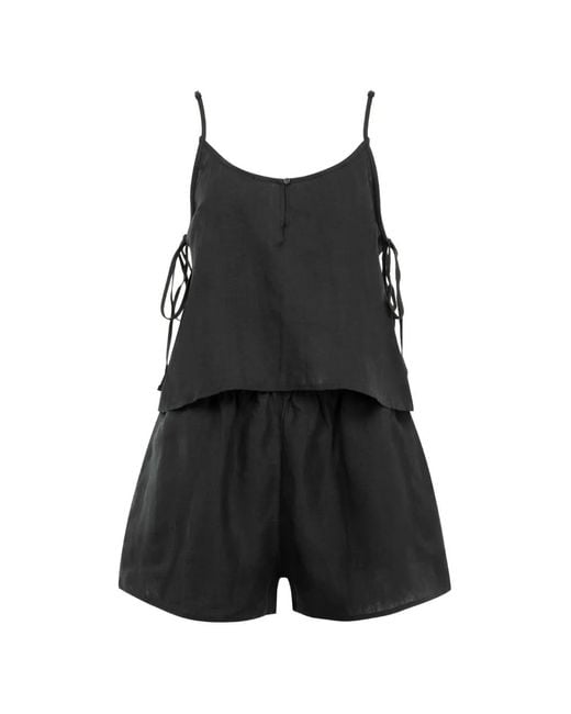 Deiji Studios Black V-Neck Side-Tie Top And Shorts Set (Set Of Two)