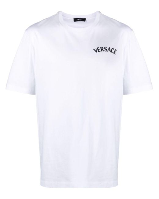 T-Shirt Milano Stamp Con Ricamo di Versace in White da Uomo