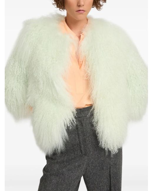 Yves Salomon White Shearling Jacket
