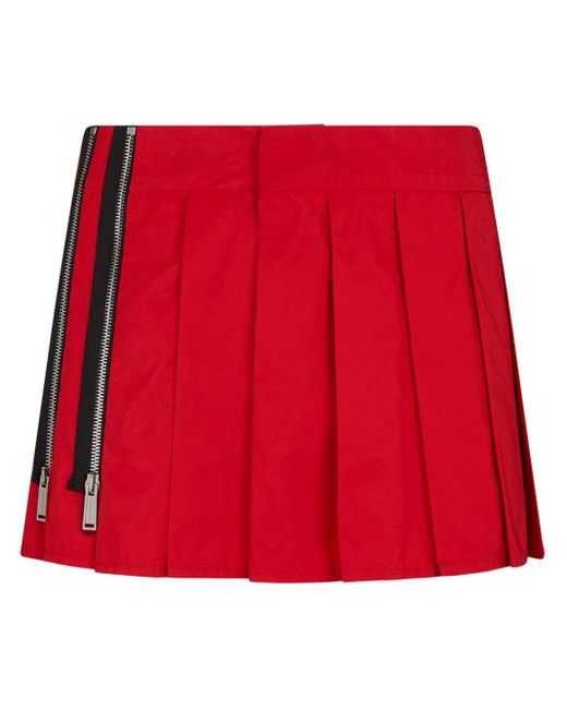 DSquared² Red Pressed-crease Zip-detail Skirt
