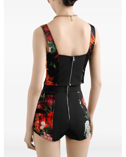 Dolce & Gabbana Red Floral-Print Top