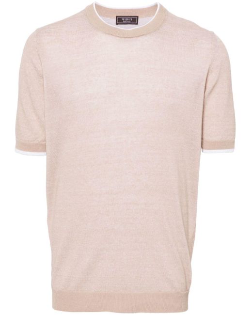 Peserico Pink Mélange-effect T-shirt for men