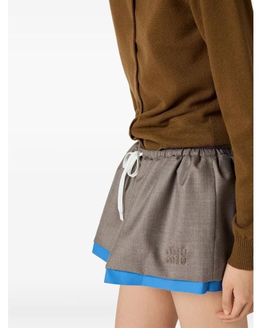 Miu Miu Brown Cardigan Aus Kaschmir Mit Hemdkragen