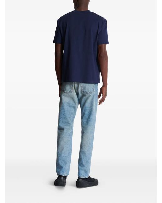 Balmain Blue T-Shirt With Paris Print for men