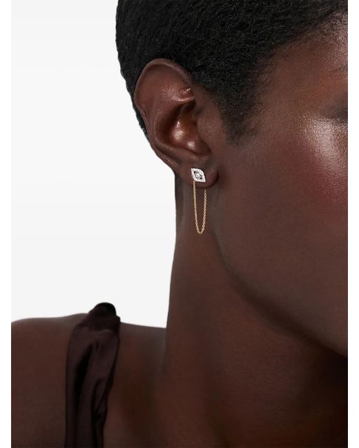 Mateo White 14K Diamond Evil Eye Chain Earrings