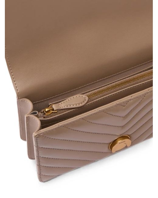 Pinko Brown Sac Porté Épaule Love Birds À Matelassage Chevrons