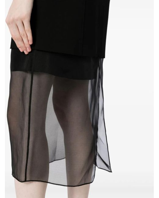 Jason Wu Black Layered Stretch-Jersey Midi Dress